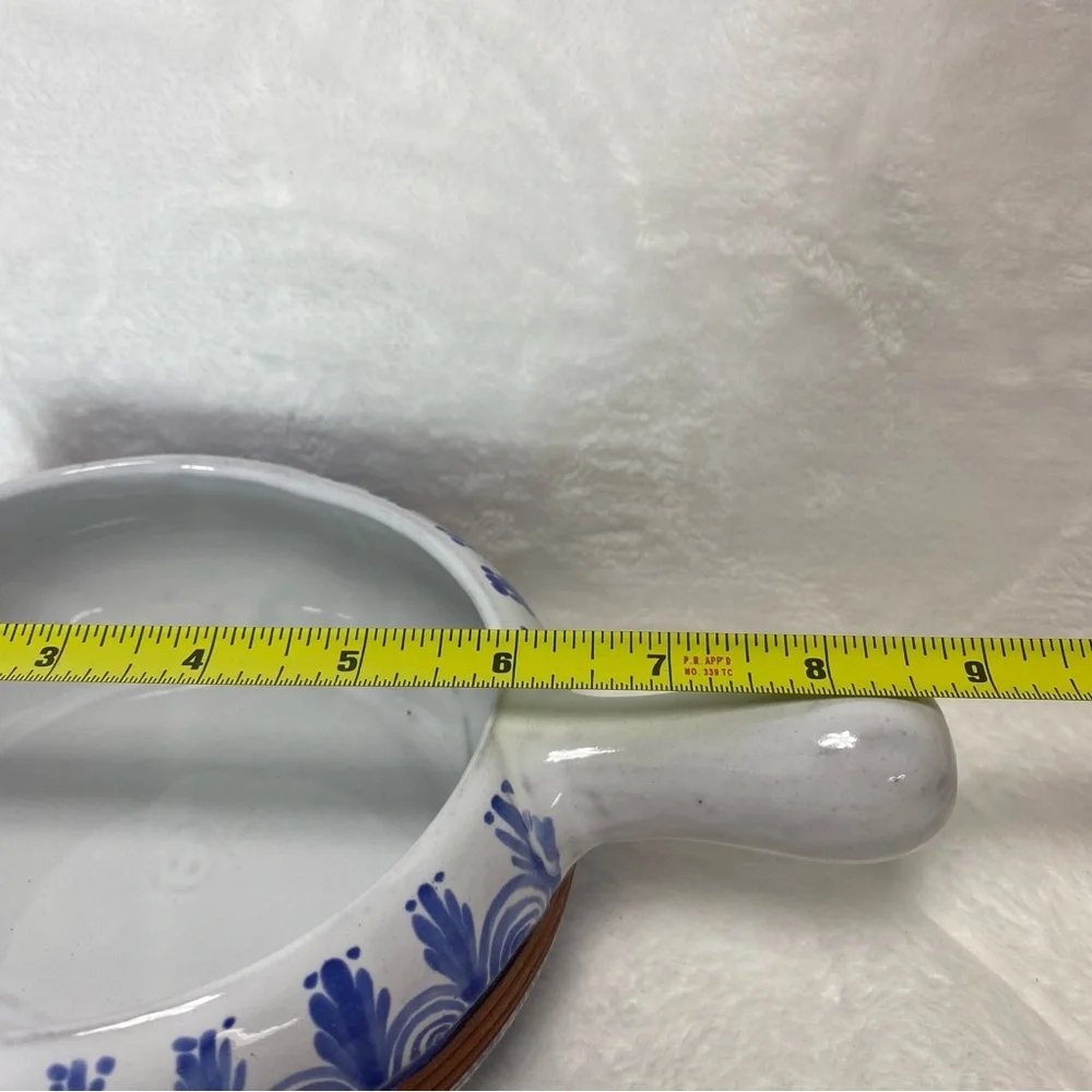 TLAL‎ MICH COLIN Mexican Pottery Hand Painted Cobalt Blue White Bean Bowl w/Lid
